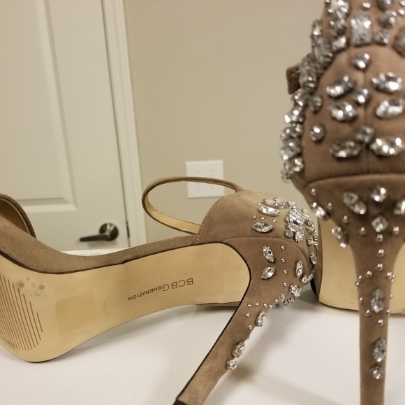 BCBG Glam Estelle Taupe Shoes with Rhinestones - Picture 3 of 4
